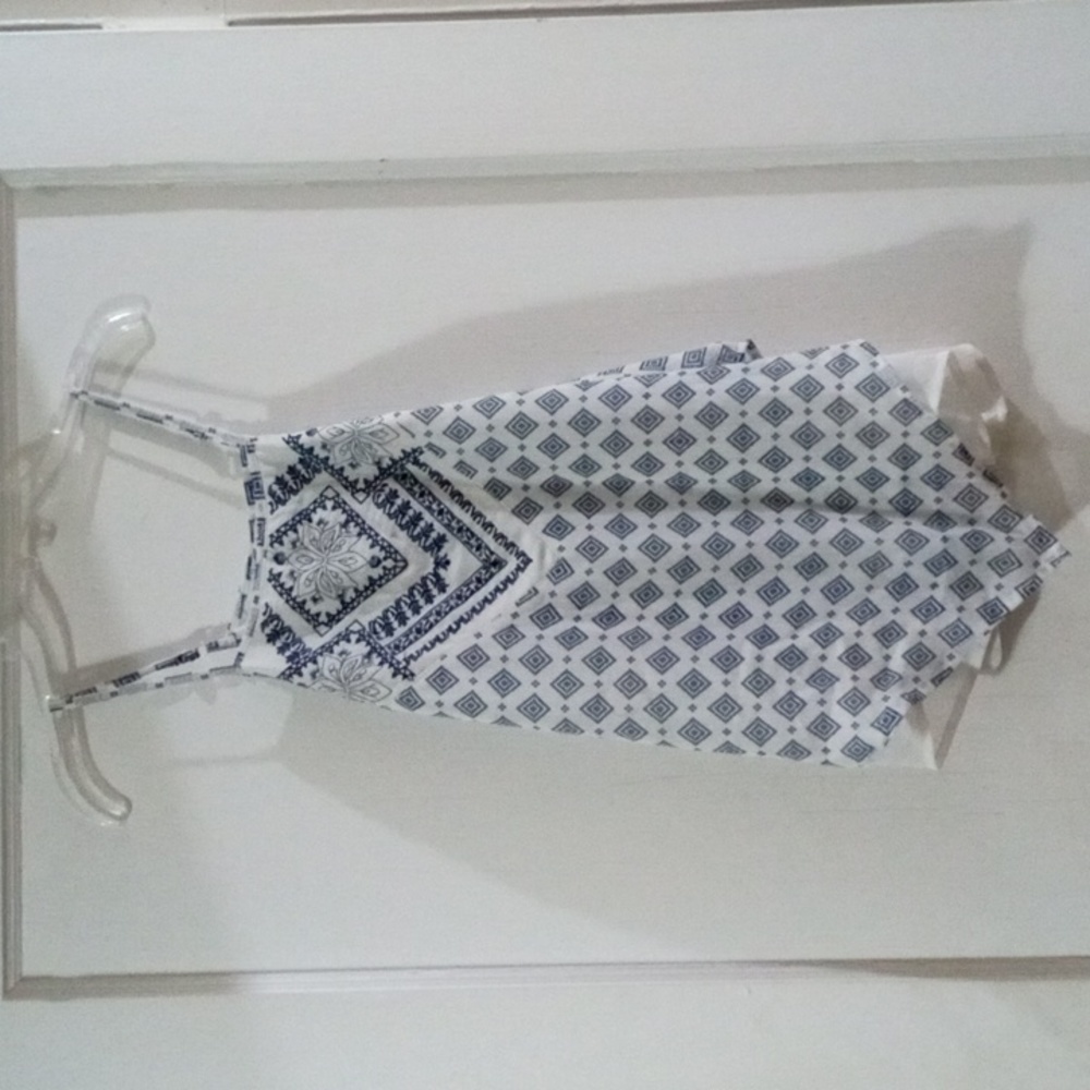 About A Girl size small white and blue tank top